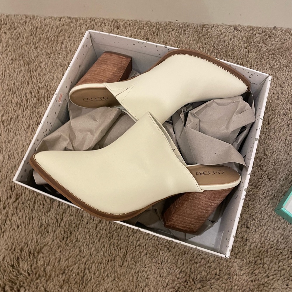 White "Leather" Mules